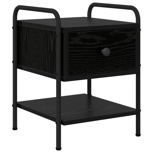 vidaXL Bedside Cabinet Black Oak 35 x 36.5 x 47 cm Engineered Wood