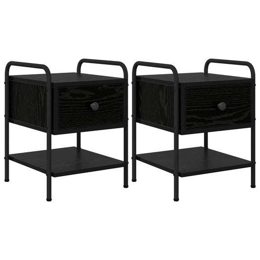 vidaXL Bedside Cabinet 2 pcs Black Oak 35 x 36.5 x 47 cm