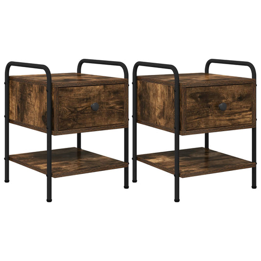 vidaXL Bedside Cabinet 2 pcs Smoked Oak 35 x 36.5 x 47 cm