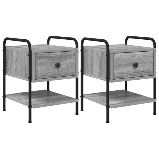 vidaXL Bedside Cabinet 2 pcs Grey Sonoma 35 x 36.5 x 47 cm