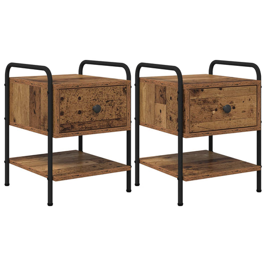 vidaXL Bedside Cabinet 2 pcs Old Wood 35 x 36.5 x 47 cm