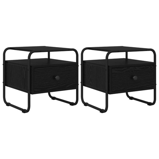 vidaXL Bedside Cabinet 2 pcs Black Oak 40 x 39.5 x 40 cm