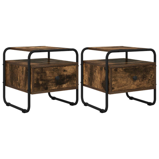 vidaXL Bedside Cabinet 2 pcs Smoked Oak 40 x 39.5 x 40 cm