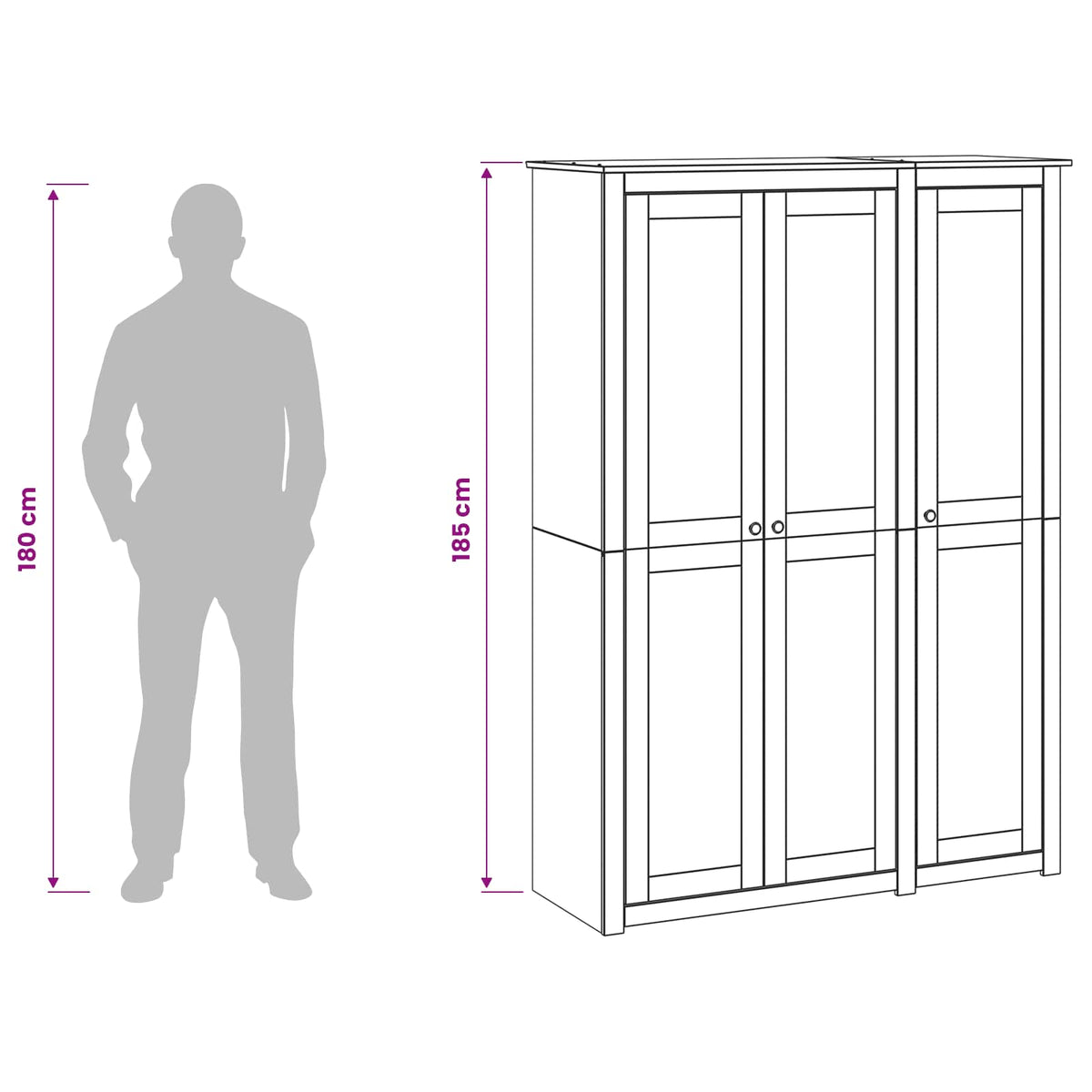 vidaXL Wardrobe PANAMA Honey 131.5 x 50 x 185 cm Solid Pine Wood