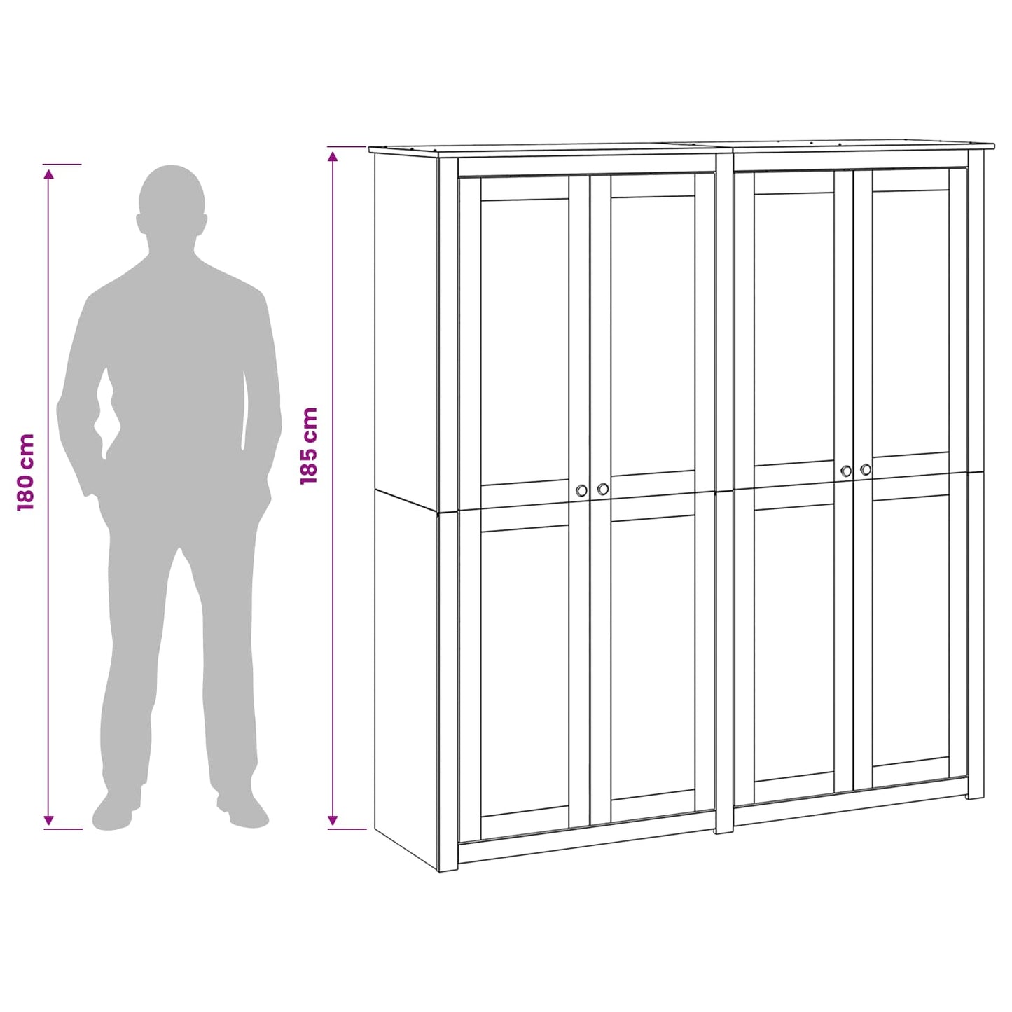 vidaXL Wardrobe PANAMA Honey 169 x 50 x 185 cm Solid Pine Wood