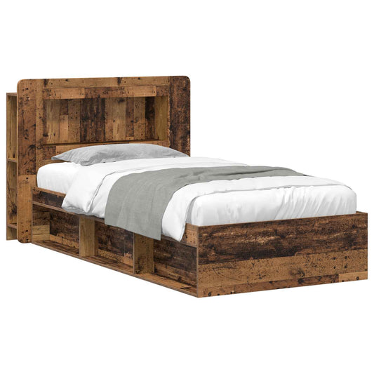 vidaXL Bed Frame with Storage Old Wood 90 x 190 cm Engineered Wood