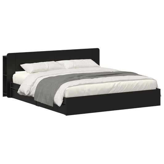 vidaXL Bed Frame with Storage Black 200 x 200 cm Engineered Wood