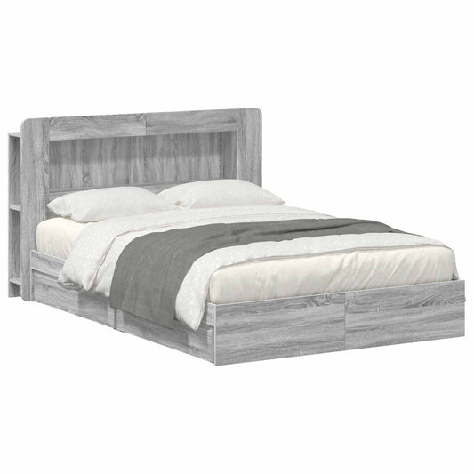 vidaXL Bed Frame with Storage Grey Sonoma 160 x 200 cm Engineered Wood
