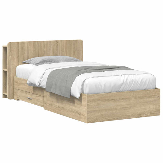 vidaXL Bed Frame with Storage Sonoma Oak 80 x 200 cm Engineered Wood
