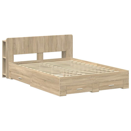 vidaXL Bed Frame with Storage Sonoma Oak 150 x 200 cm Engineered Wood