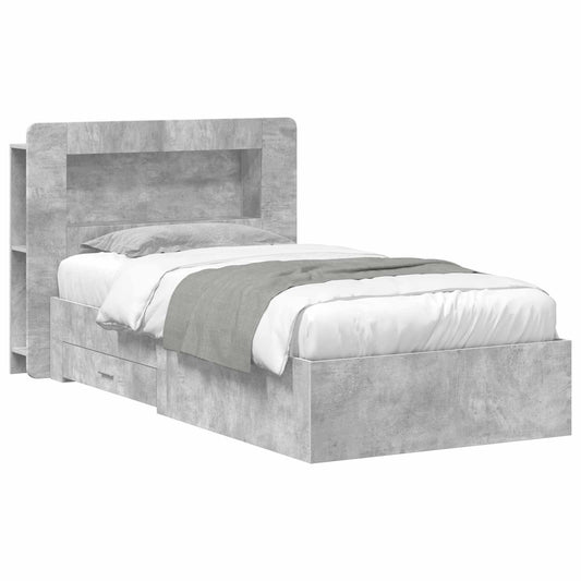 vidaXL Bed Frame with Storage with Headboard Concrete Grey 80 x 200 cm