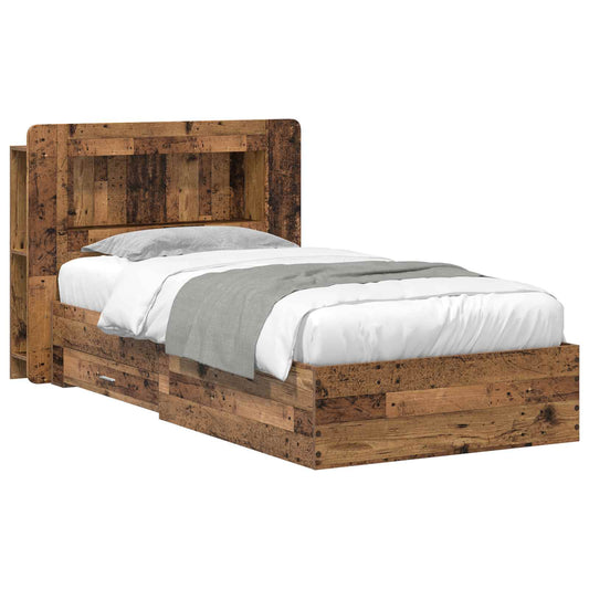 vidaXL Bed Frame with Storage Old Wood 100 x 200 cm Engineered Wood