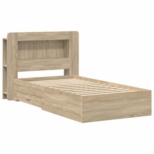 vidaXL Bed Frame with Storage Sonoma Oak 100 x 200 cm Engineered Wood