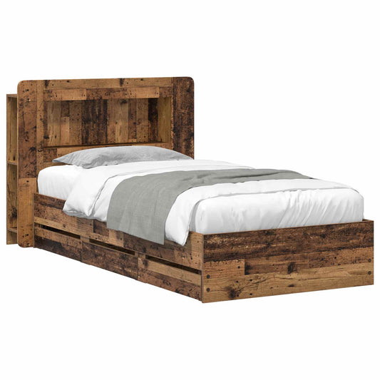 vidaXL Bed Frame with Storage Old Wood 80 x 200 cm Engineered Wood