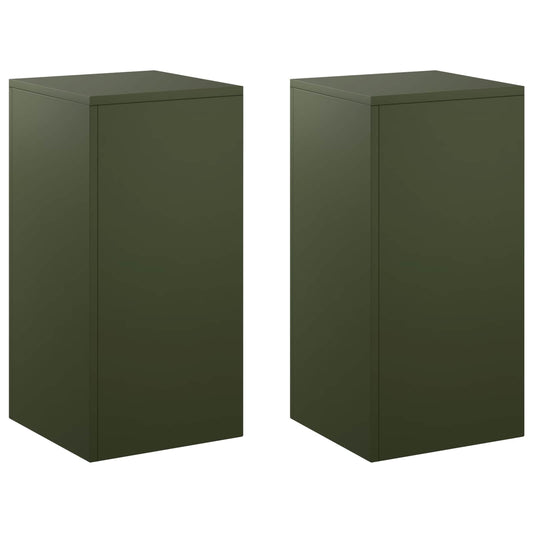 vidaXL Plant Stand 2 pcs Olive Green 30 x 30 x 60 cm Steel