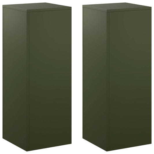 vidaXL Plant Stand 2 pcs Olive Green 30 x 30 x 80 cm Steel
