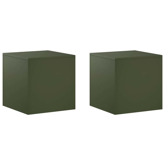 vidaXL Plant Stand 2 pcs Olive Green 40 x 40 x 40 cm Steel