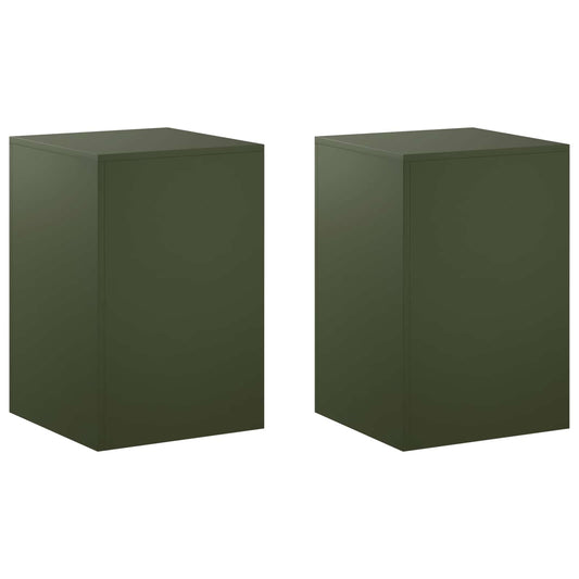 vidaXL Plant Stand 2 pcs Olive Green 40 x 40 x 60 cm Steel