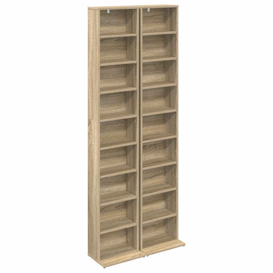 vidaXL CD Cabinet 2 pcs Sonoma Oak 33 x 23.5 x 175 cm Engineered Wood