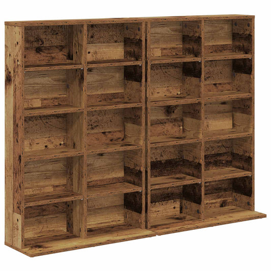 vidaXL CD Cabinet 2 pcs Old Wood 65 x 23.5 x 97.5 cm Engineered Wood
