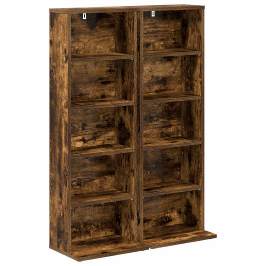 vidaXL CD Cabinet 2 pcs Smoked Oak 33 x 23.5 x 97.5 cm Engineered Wood