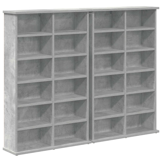 vidaXL CD Cabinet 2 pcs Concrete Grey 60 x 17 x 92 cm Engineered Wood