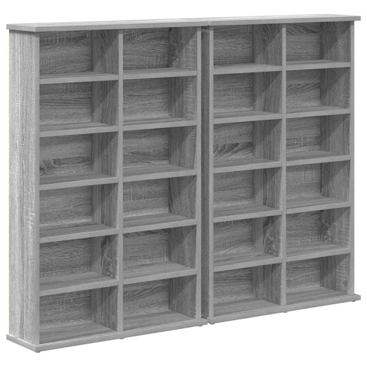 vidaXL CD Cabinet 2 pcs Grey Sonoma 60 x 17 x 92 cm Engineered Wood