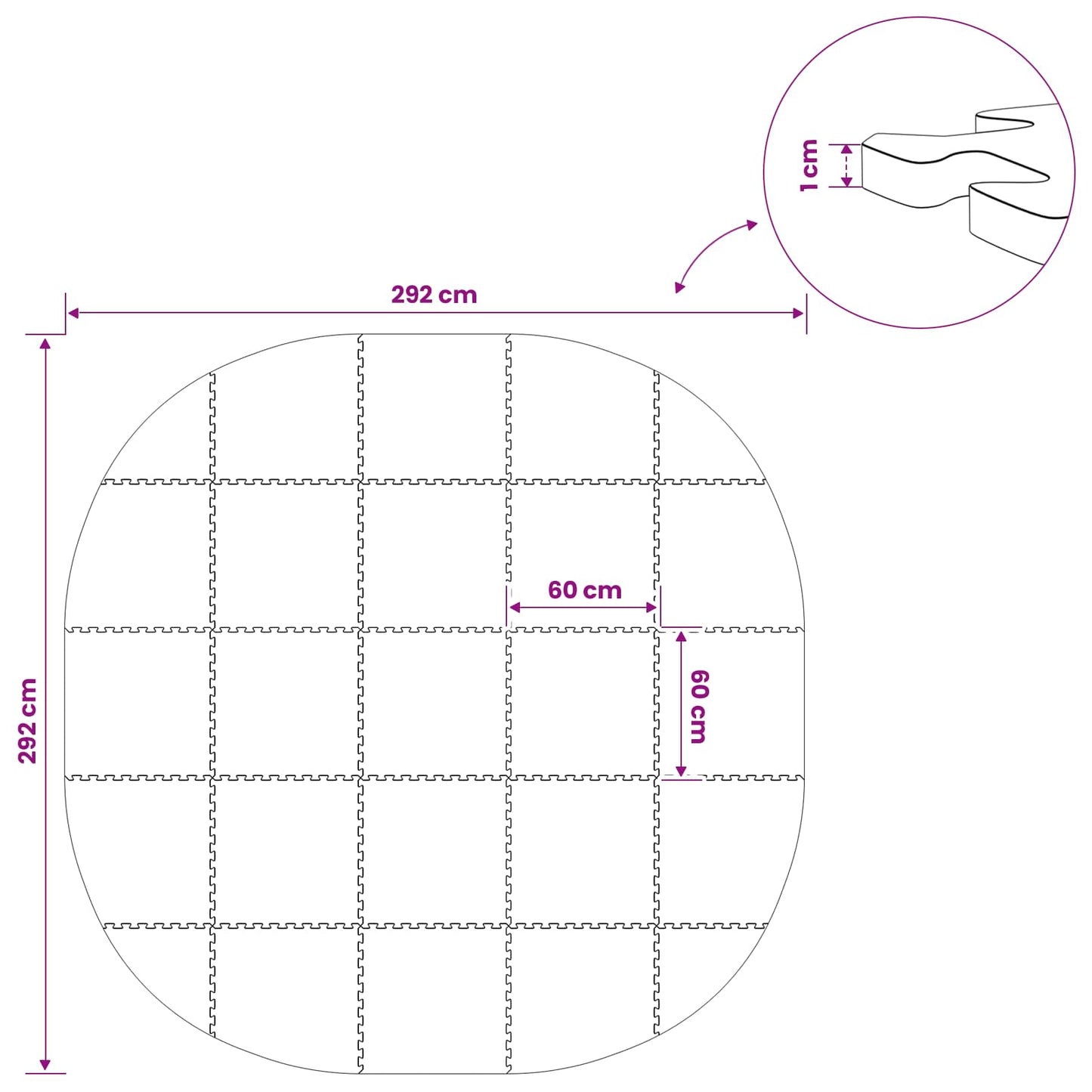 vidaXL Pool Ground Mat 25 pcs Ø 292 cm Round EVA Foam Blue