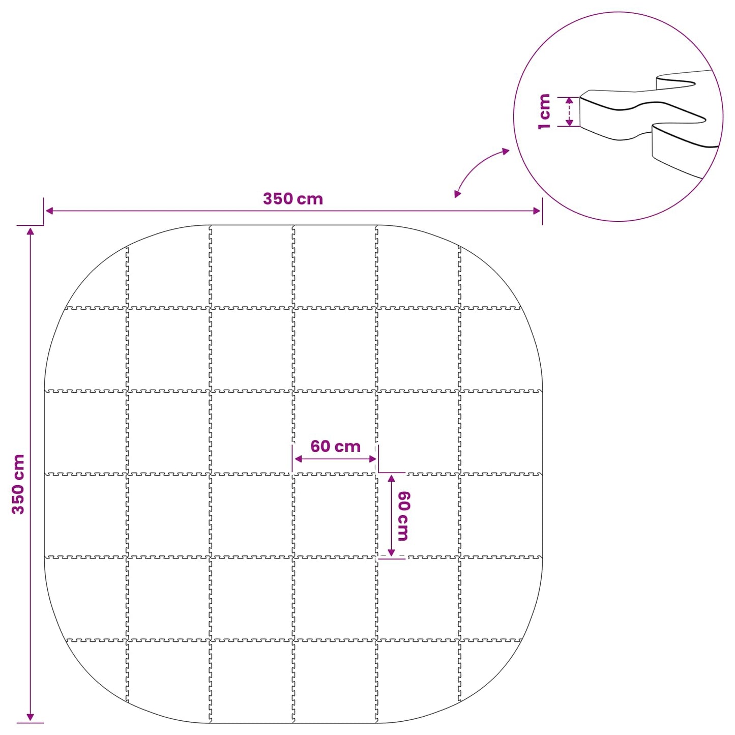 vidaXL Pool Ground Mat 36 pcs Ø 350 cm Round EVA Foam Black