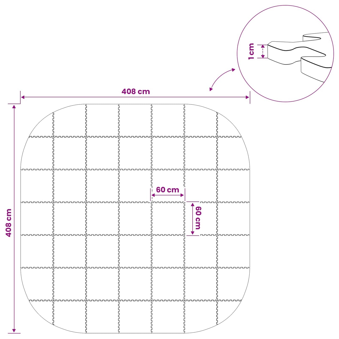 vidaXL Pool Ground Mat 49 pcs Ø 408 cm Round EVA Foam Grey
