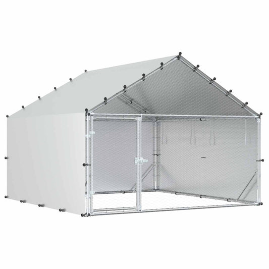 vidaXL Chicken Coop with Roof Silver 200 x 200 x 150 cm