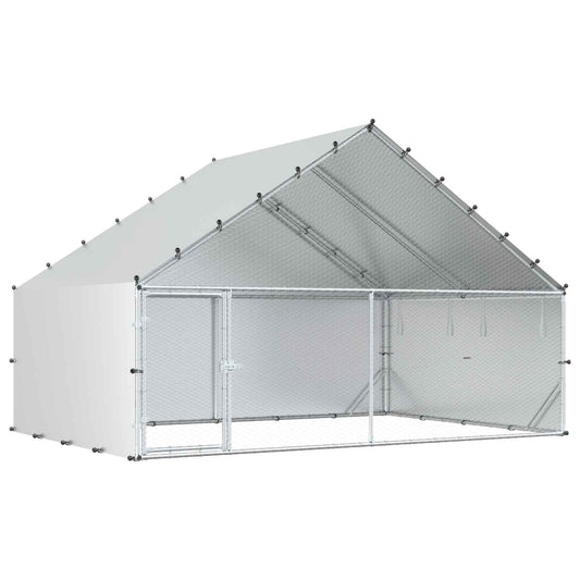vidaXL Chicken Coop with Roof Silver 300 x 200 x 190 cm