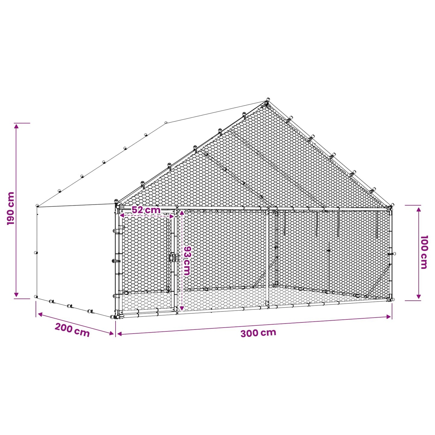 vidaXL Chicken Coop with Roof Silver 300 x 200 x 190 cm