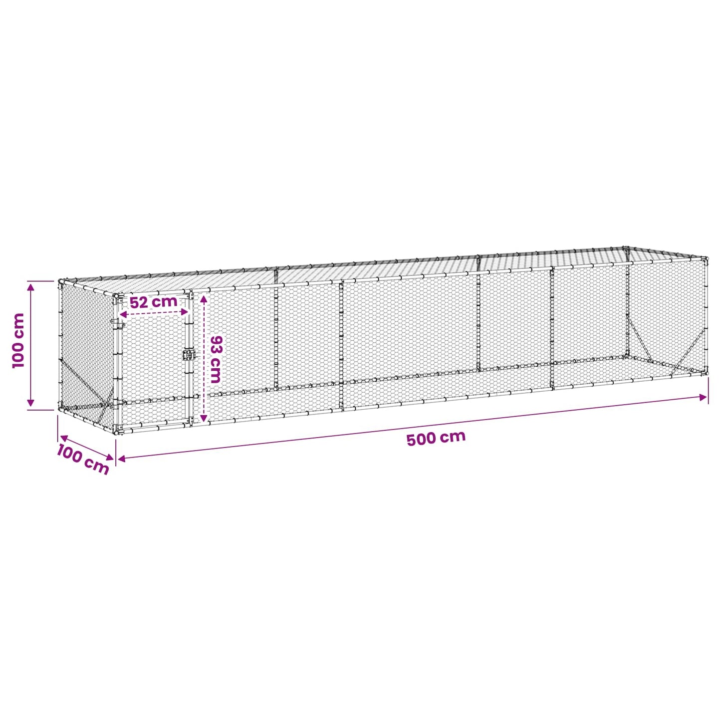 vidaXL Chicken Yard Silver 500 x 100 x 100 cm Galvanised Steel
