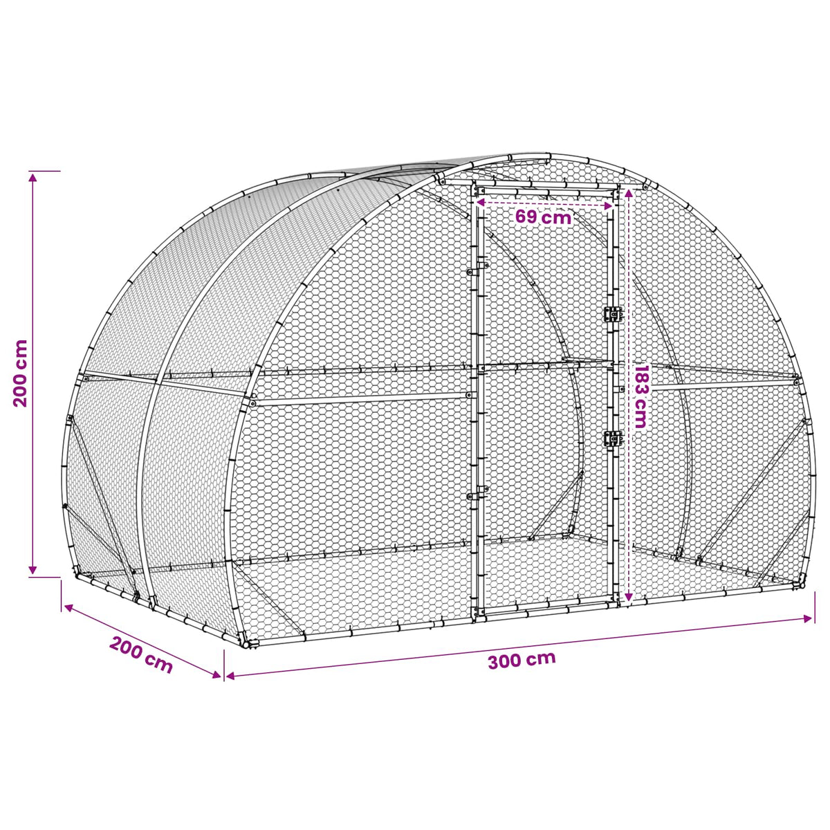vidaXL Chicken Coop Silver 200 x 300 x 200 cm Galvanised Steel