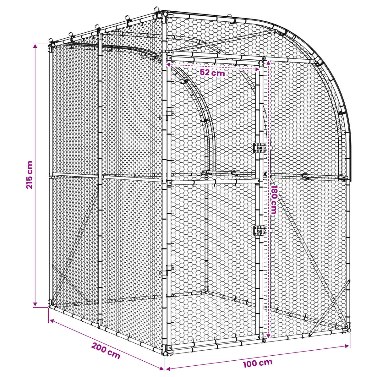 vidaXL Chicken Coop Silver 200 x 100 x 215 cm Galvanised Steel