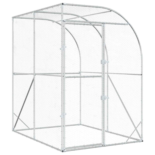 vidaXL Chicken Coop Silver 200 x 150 x 215 cm Galvanised Steel