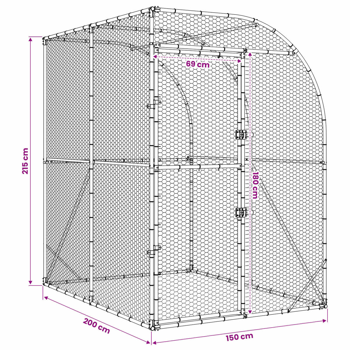 vidaXL Chicken Coop Silver 200 x 150 x 215 cm Galvanised Steel