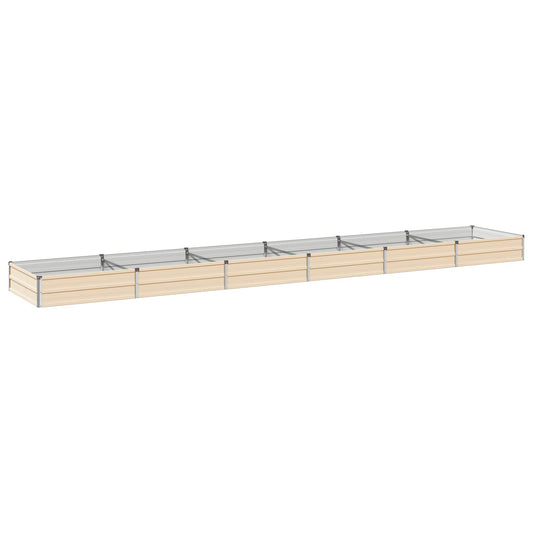 vidaXL Raised Garden Bed Ivory 480 x 80 x 24 cm cold-rolled steel