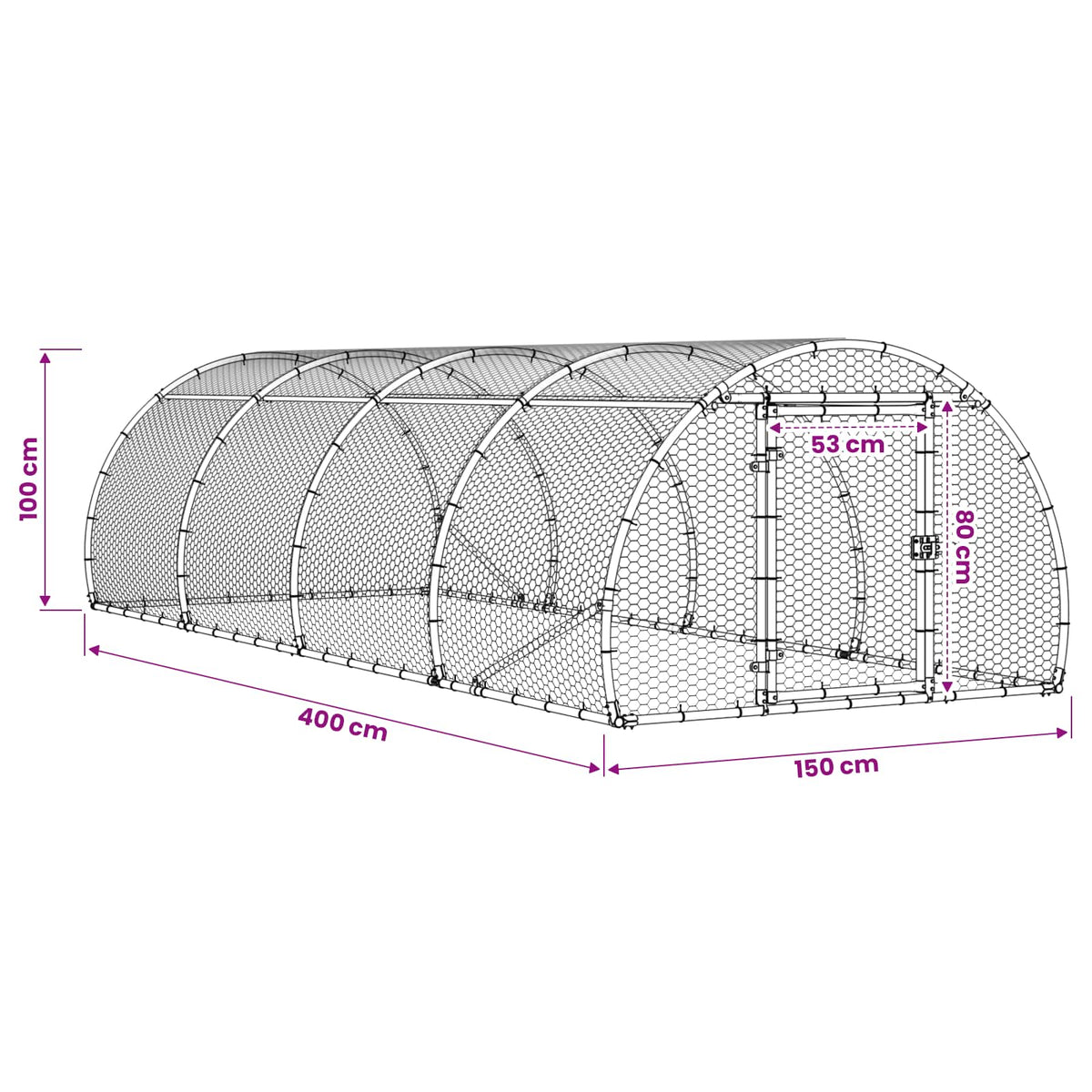 vidaXL Chicken Coop Silver 400 x 150 x 100 cm Galvanised Steel