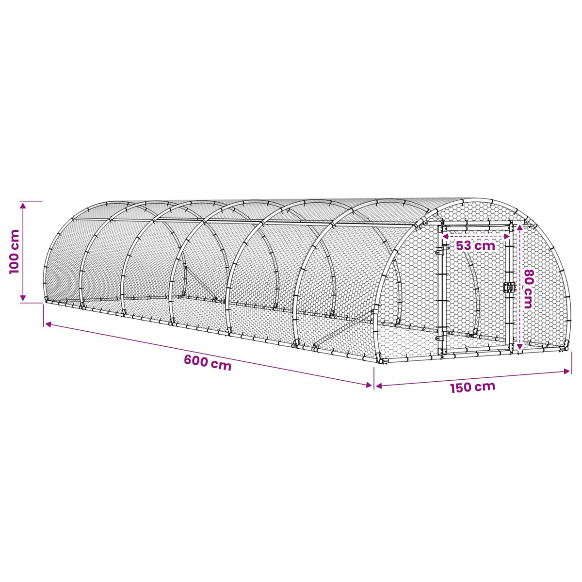 vidaXL Chicken Coop Silver 600 x 150 x 100 cm Galvanised Steel