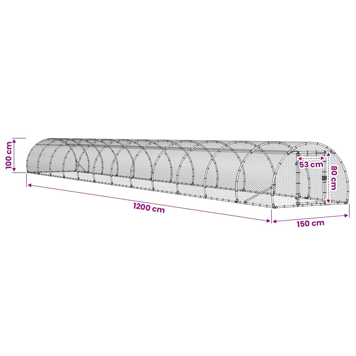 vidaXL Chicken Coop Silver 1200 x 150 x 100 cm Galvanised Steel