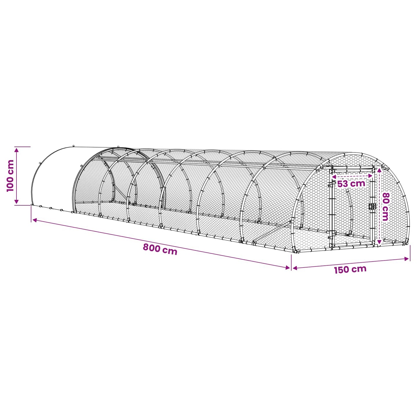 vidaXL Chicken Coop Silver 800 x 150 x 100 cm Galvanised Steel