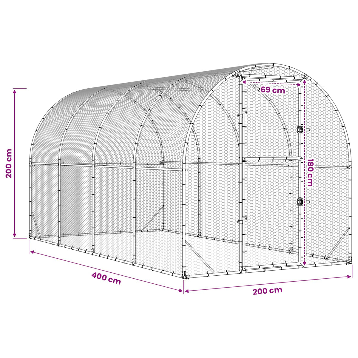 vidaXL Chicken Coop Silver 400 x 200 x 200 cm Galvanised Steel