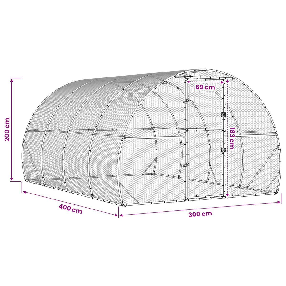 vidaXL Chicken Coop Silver 400 x 300 x 200 cm Galvanised Steel