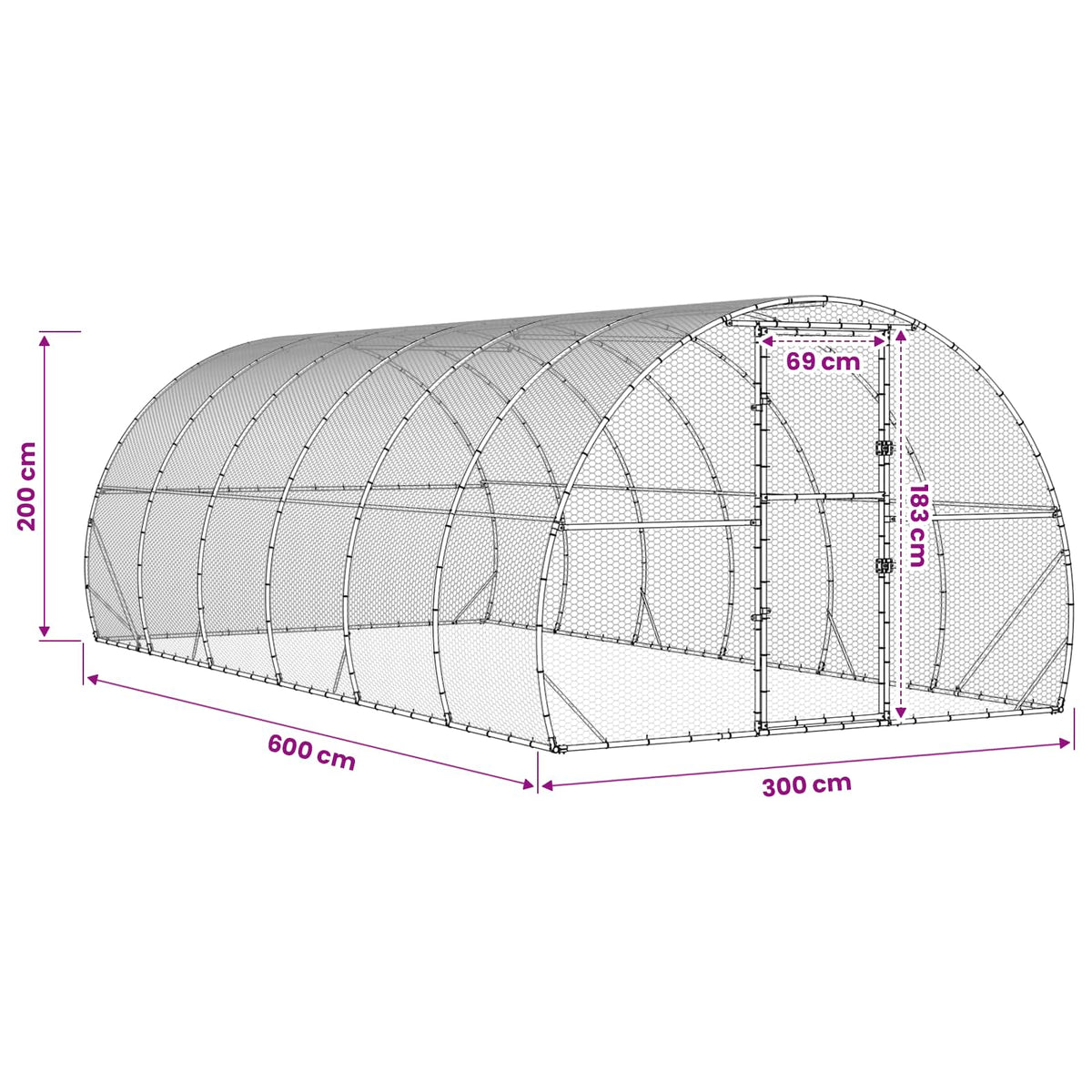 vidaXL Chicken Coop Silver 600 x 300 x 200 cm Galvanised Steel