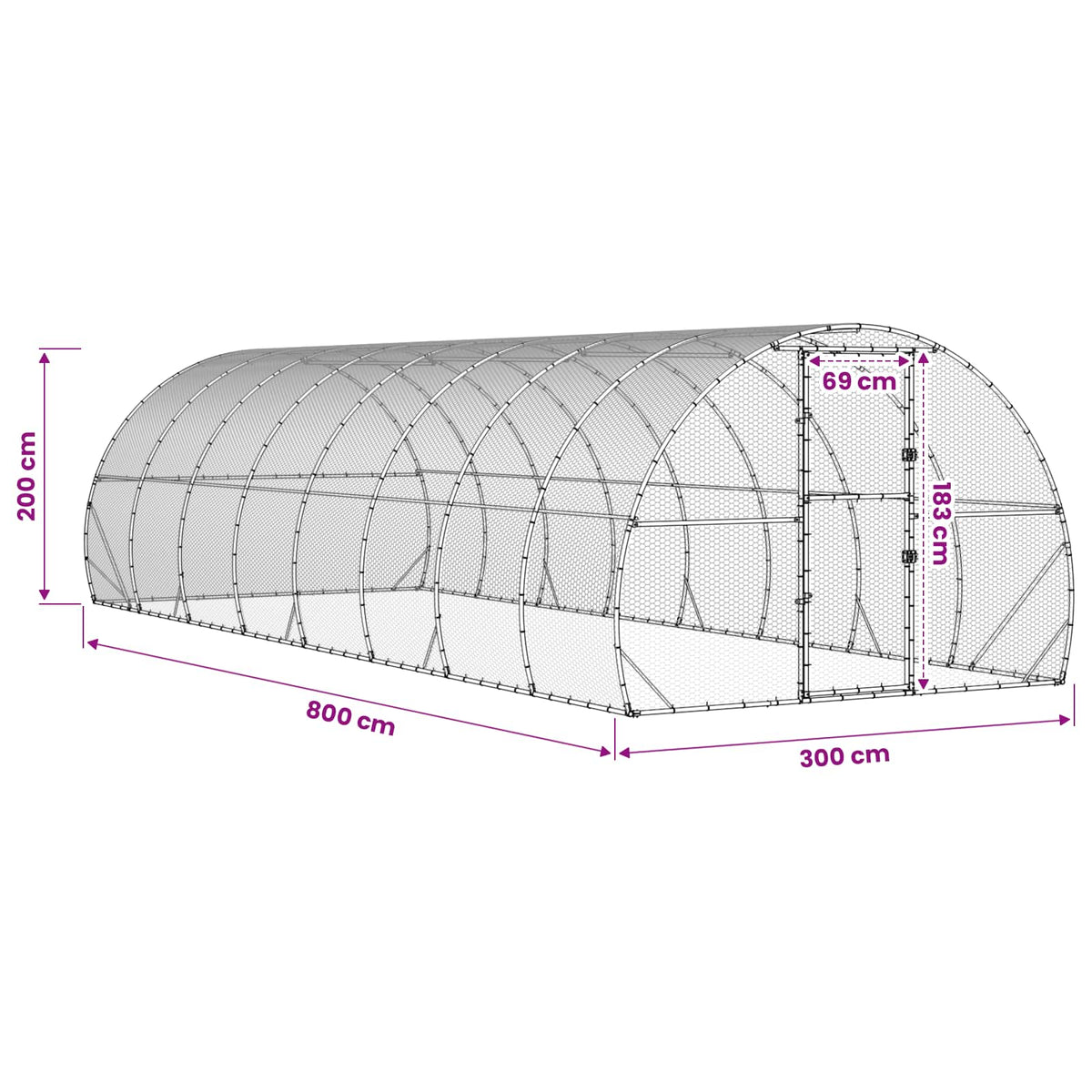vidaXL Chicken Coop Silver 800 x 300 x 200 cm Galvanised Steel