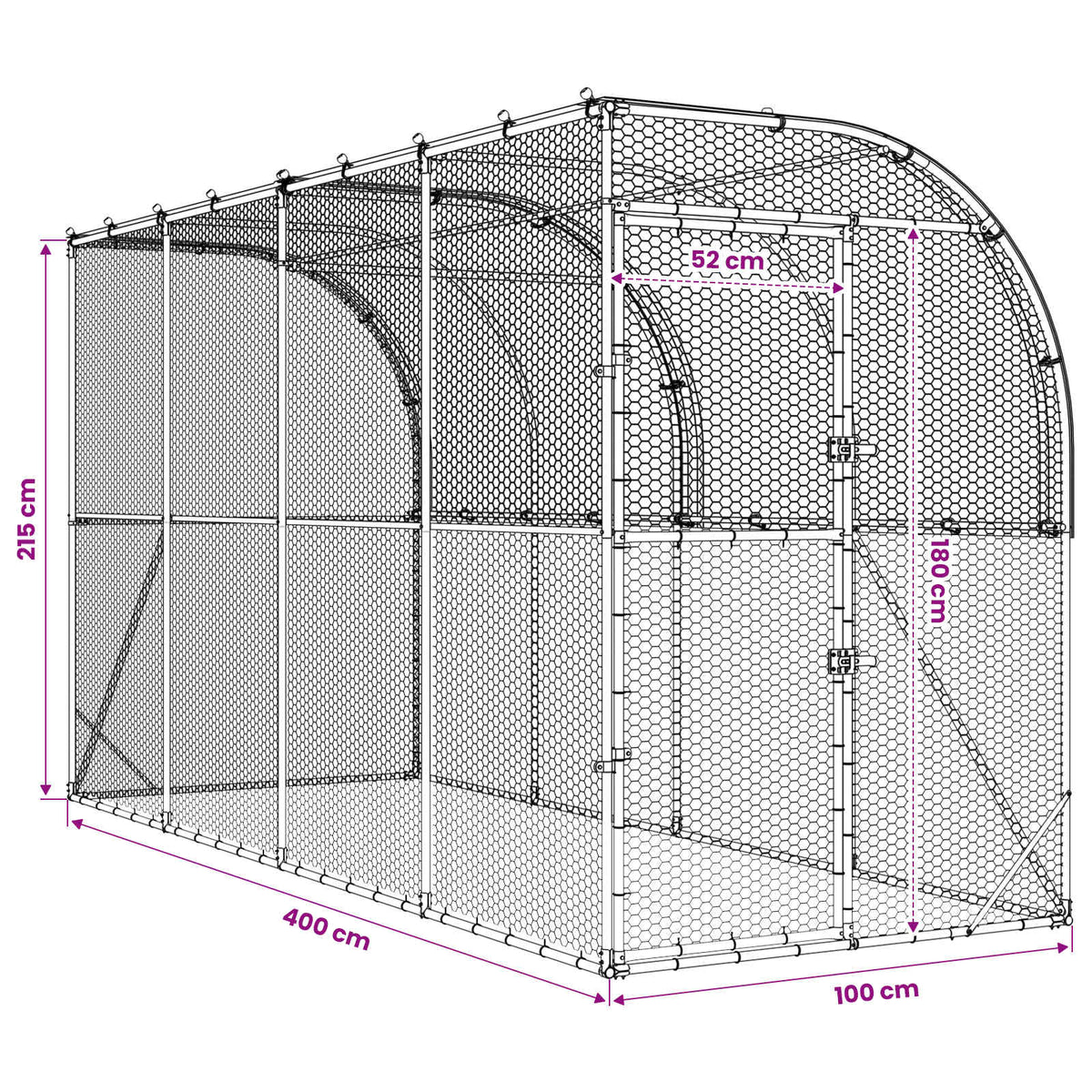 vidaXL Against Wall Chicken Coop Silver 400 x 100 x 215 cm