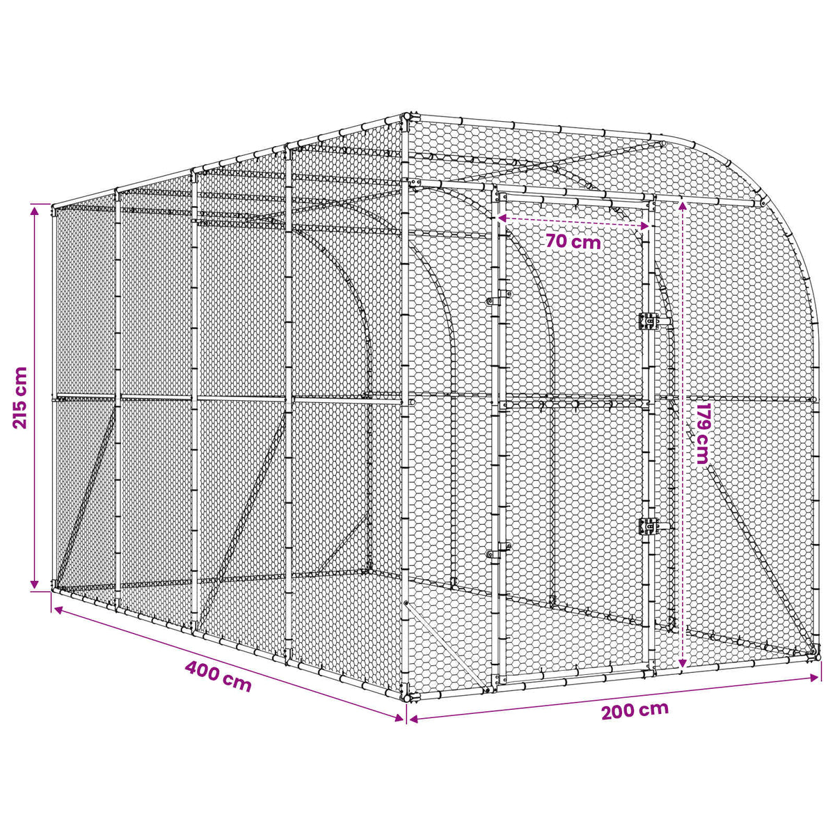vidaXL Against Wall Chicken Coop Silver 400 x 200 x 215 cm