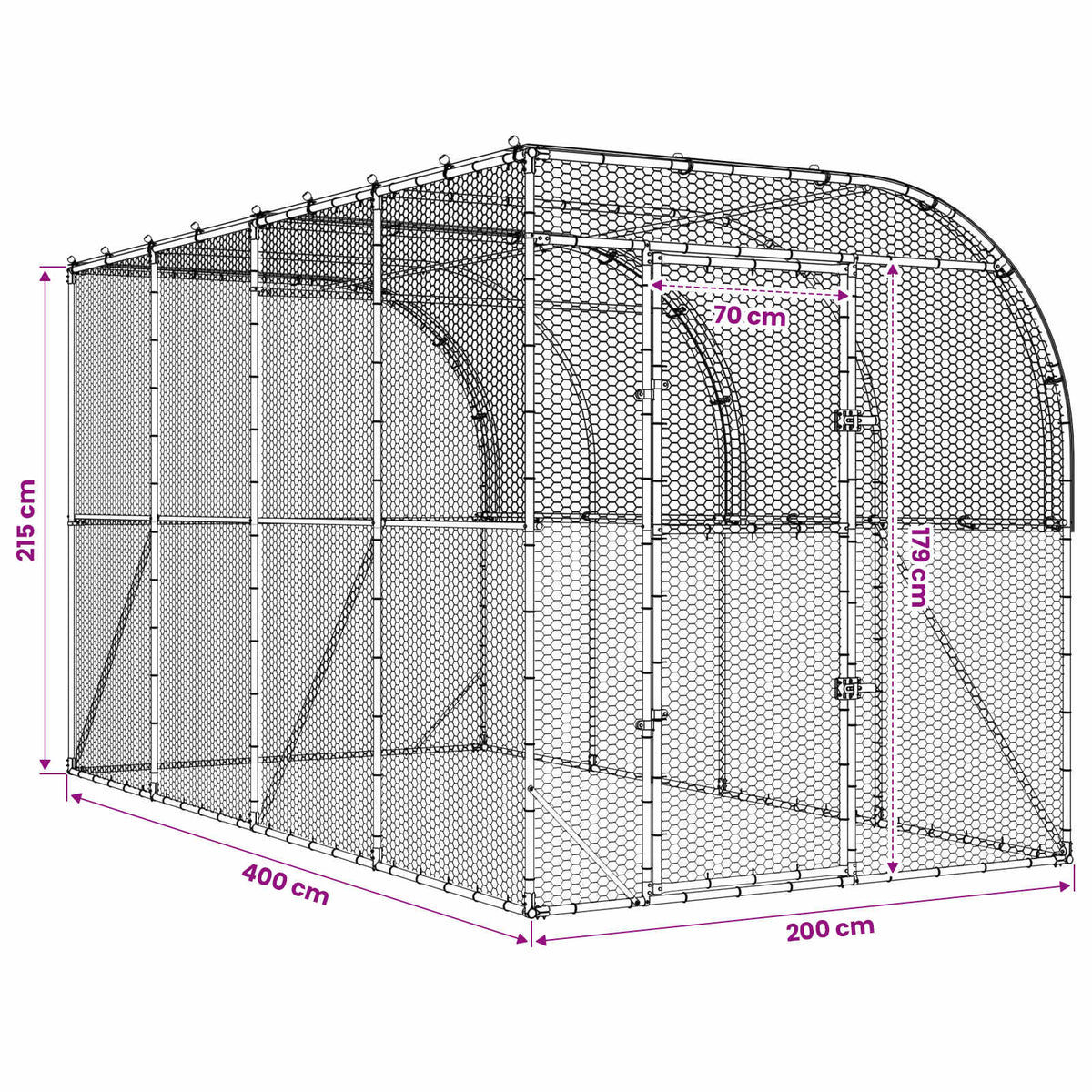 vidaXL Against Wall Chicken Coop Silver 400 x 200 x 215 cm